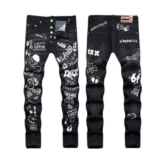 NEW-DSQ2 Frayed patch Jeans