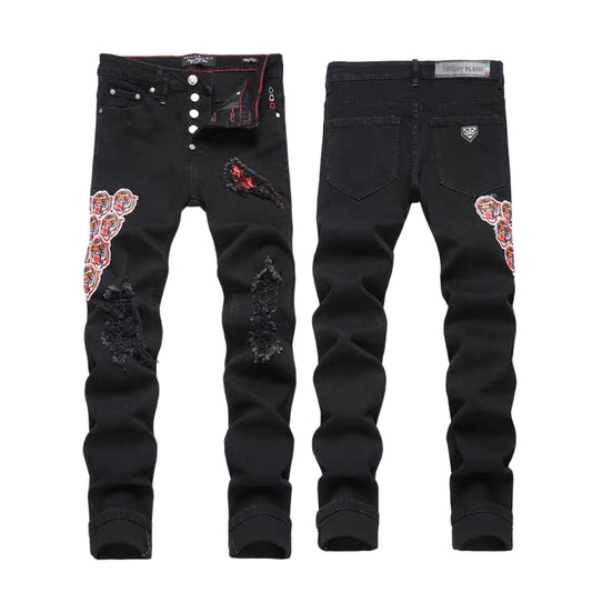 New-PHILIPP Tiger patch jeans