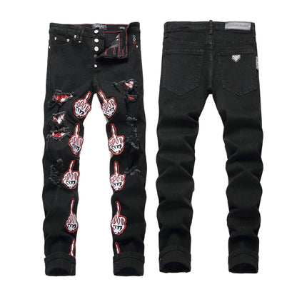 New-PHILIPP Skull patch jeans