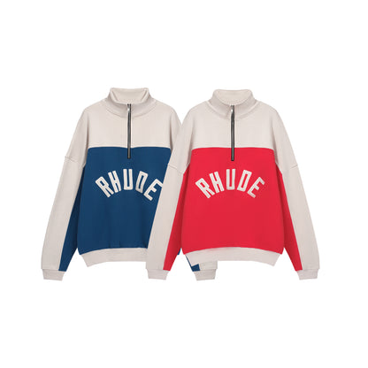 New-RHUDE Vintage Half Zip Embroidered Sweatshirt