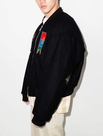 New-RHUDE Embroidered woolen baseball jacket