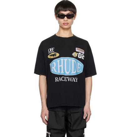 New-RHUDE Slogan badge logo T-shirt