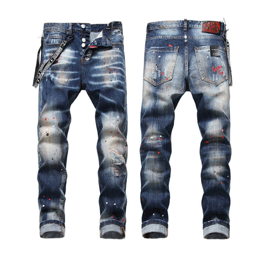 NEW-DSQ2 paint splatter retro Jeans