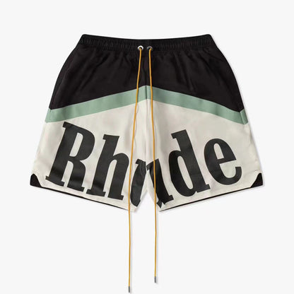 New-RHUDE logo paneled drawstring shorts