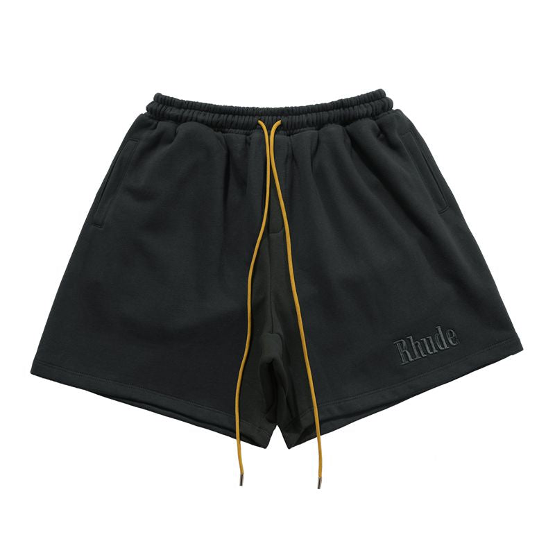 New-RHUDE Solid color vintage shorts with embroidered logo