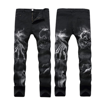 New-PHILIPP skull print jeans