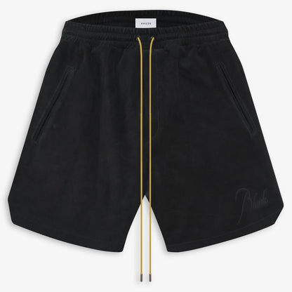 New-RHUDE Embroidered logo velvet vintage shorts