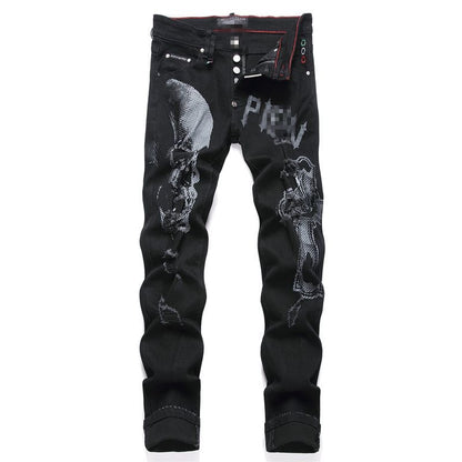 New-PHILIPP skull print jeans