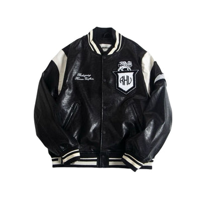 New-RHUDE Leather baseball jacket