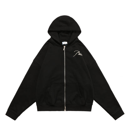 New-RHUDE Zipper embroidered hoodie