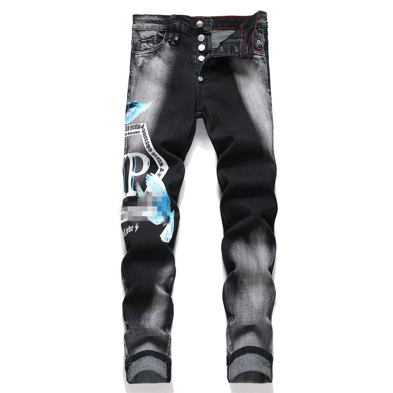 New-PHILIPP Lettering print jeans