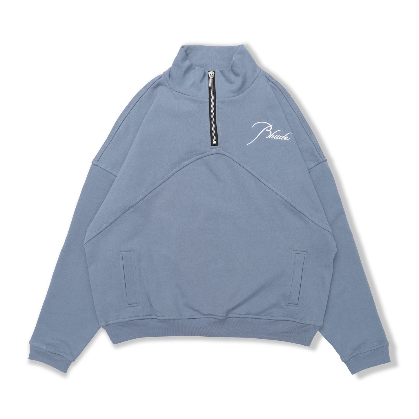 New-RHUDE Vintage Stand Collar Half Zip Sweatshirt