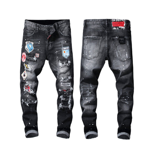 NEW-DSQ2 Frayed patch Jeans