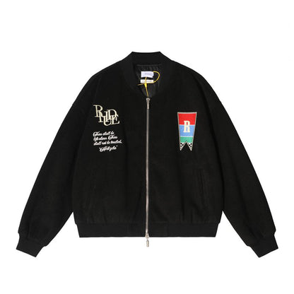 New-RHUDE Embroidered woolen baseball jacket