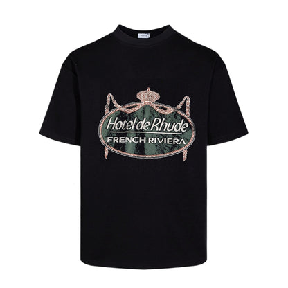 New-RHUDE Retro crown logo print T-shirt