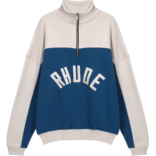 New-RHUDE Vintage Half Zip Embroidered Sweatshirt