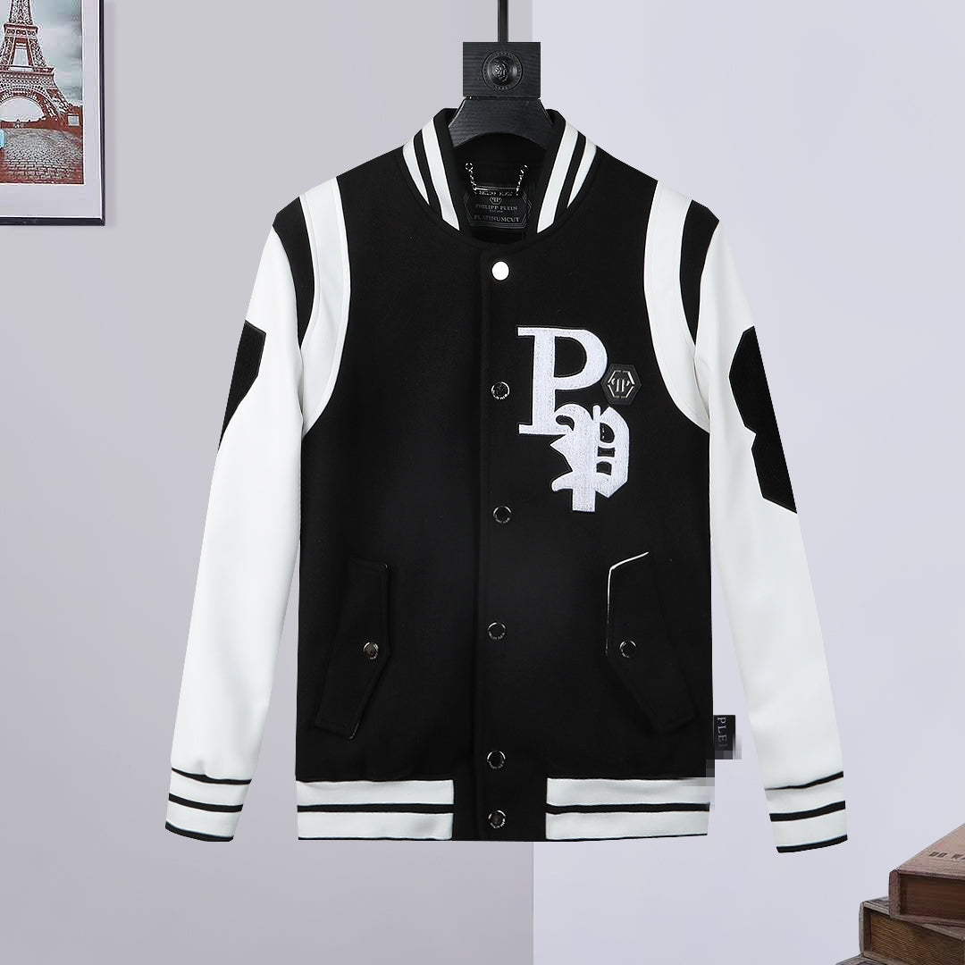 New-PHILIPP W001 Leather Baseball Jacket