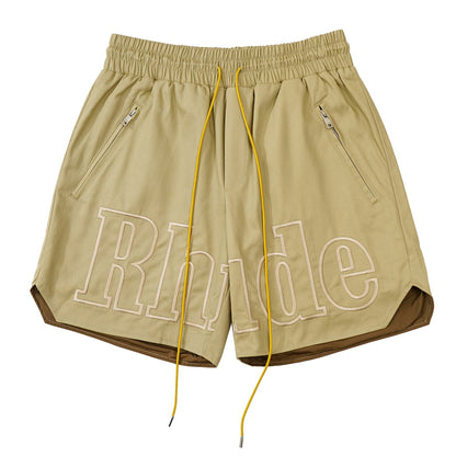 New-RHUDE Summer logo embroidered drawstring shorts