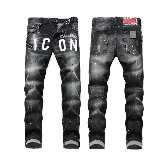 NEW-DSQ2 Maple leaf hole badge Jeans