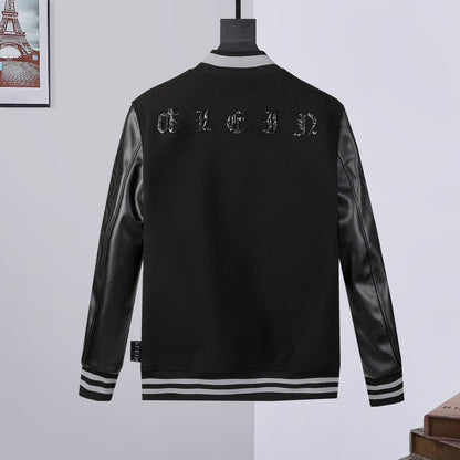 New-PHILIPP W002 Leather Baseball Jacket