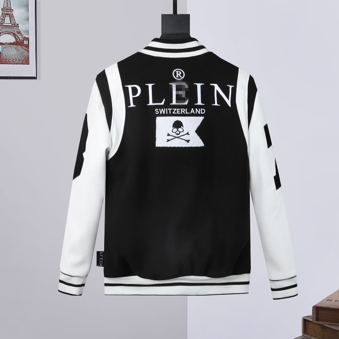 New-PHILIPP W001 Leather Baseball Jacket