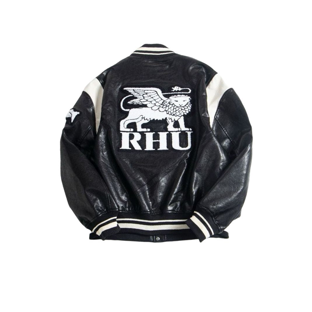 New-RHUDE Leather baseball jacket