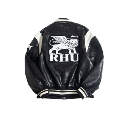 New-RHUDE Leather baseball jacket