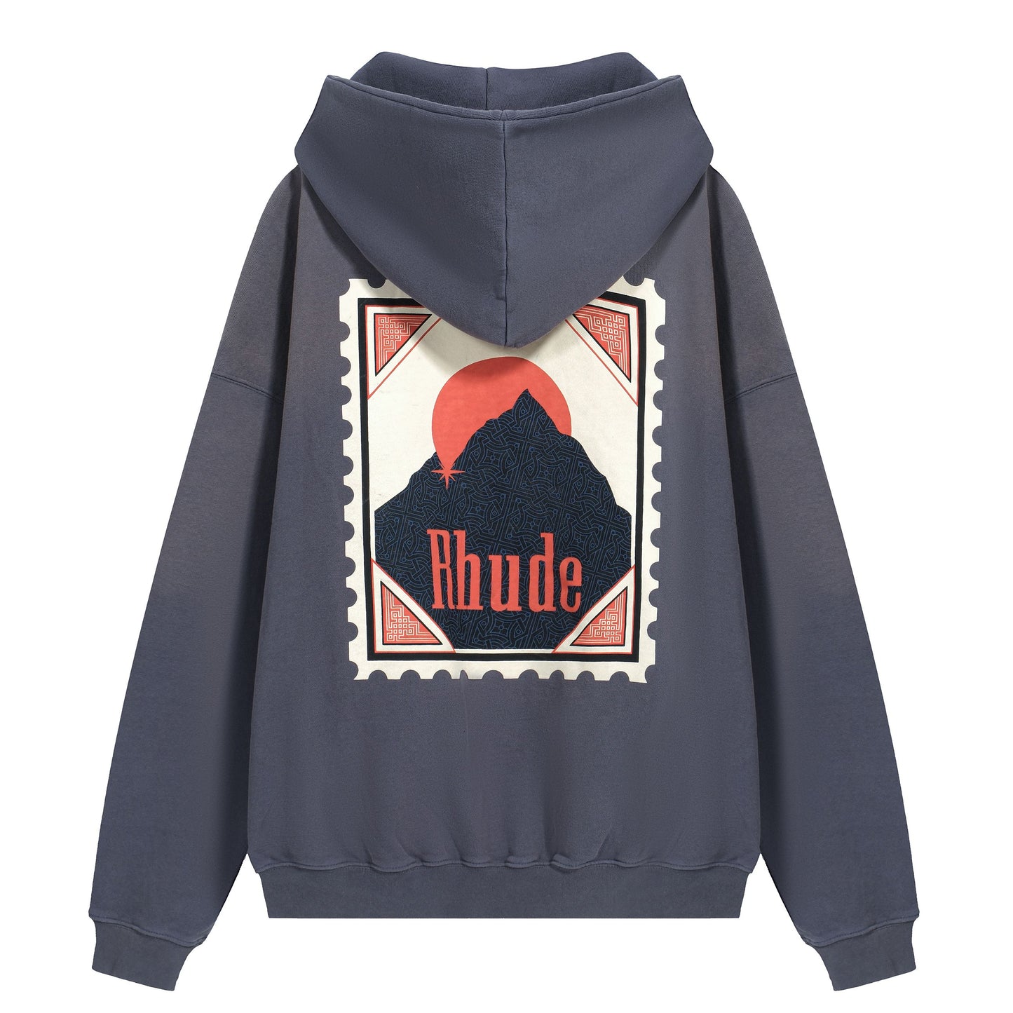 New-RHUDE Sunset print distressed hoodie