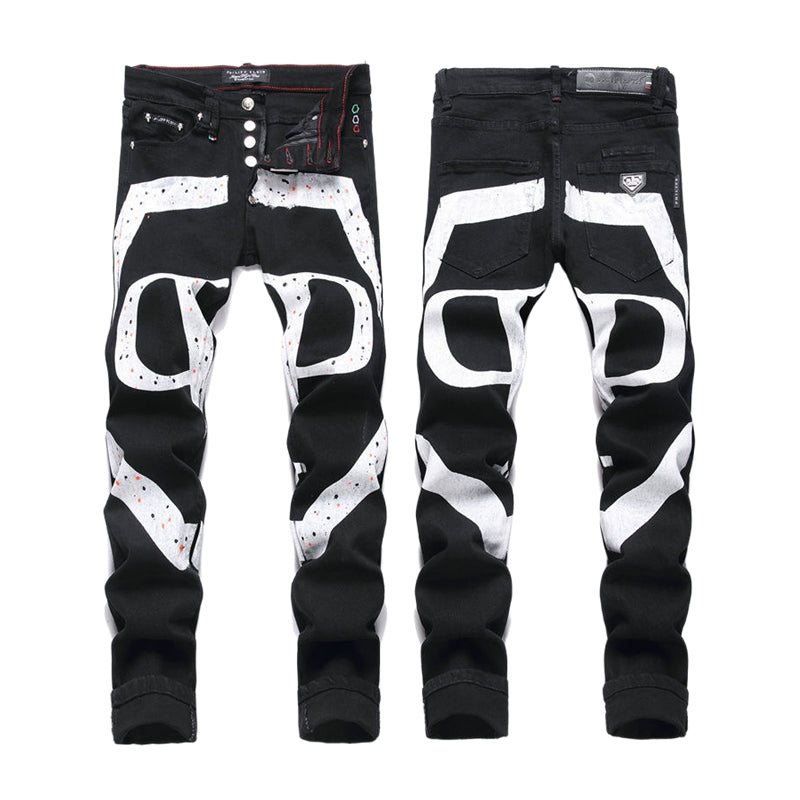 New-PHILIPP Lettering print jeans