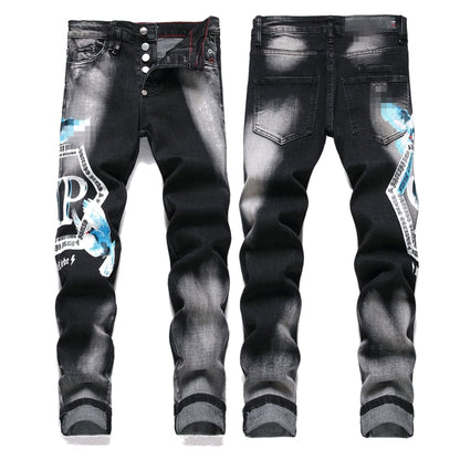 New-PHILIPP Lettering print jeans