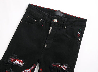 New-PHILIPP Skull patch jeans