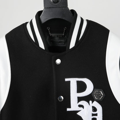 New-PHILIPP W001 Leather Baseball Jacket