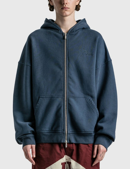 New-RHUDE Vintage zip-up fleece hoodie