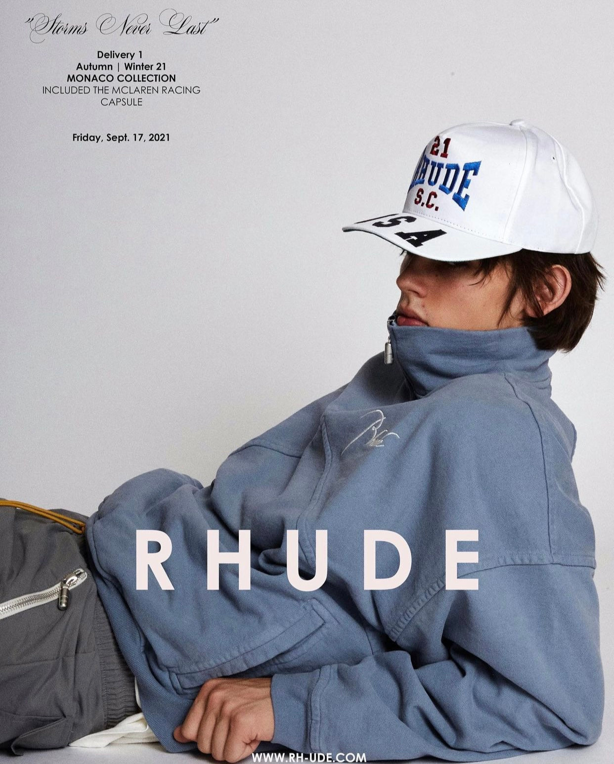 New-RHUDE Vintage Stand Collar Half Zip Sweatshirt