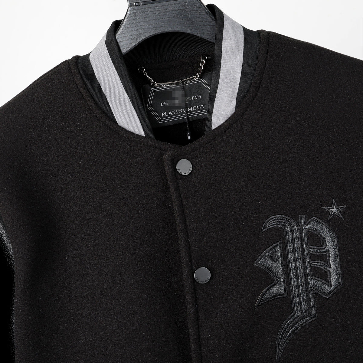 New-PHILIPP W002 Leather Baseball Jacket