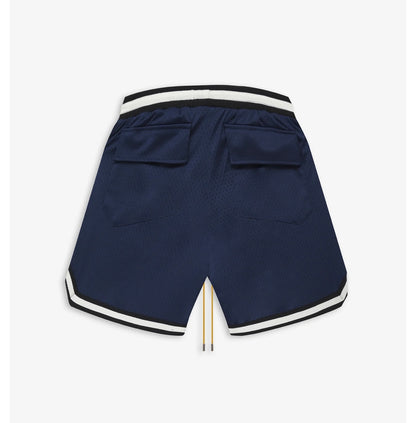 New-RHUDE Mesh printed webbing panel sports shorts