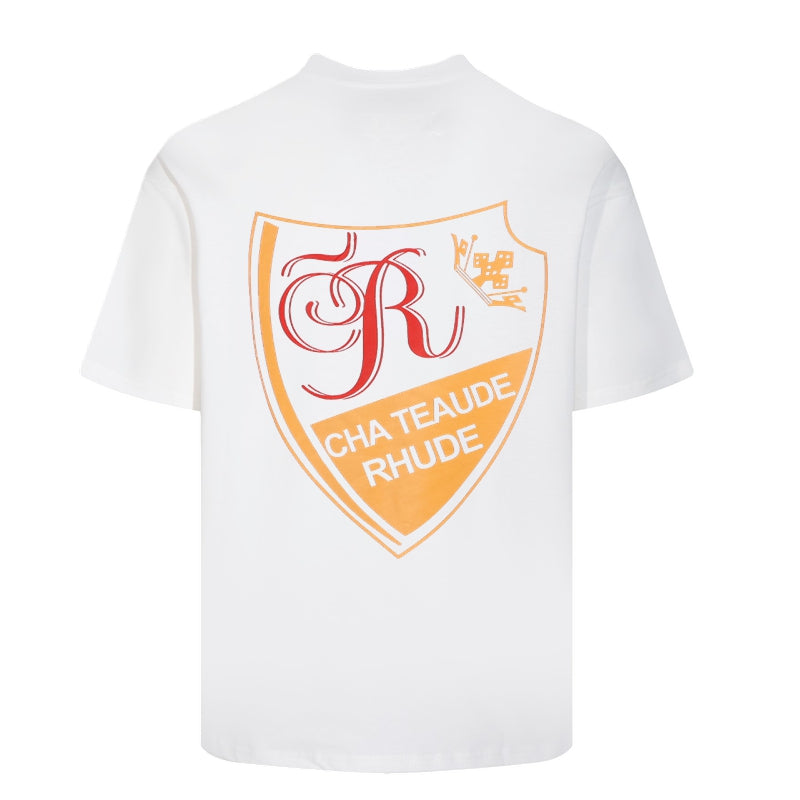 New-RHUDE Yellow badge print T-shirt