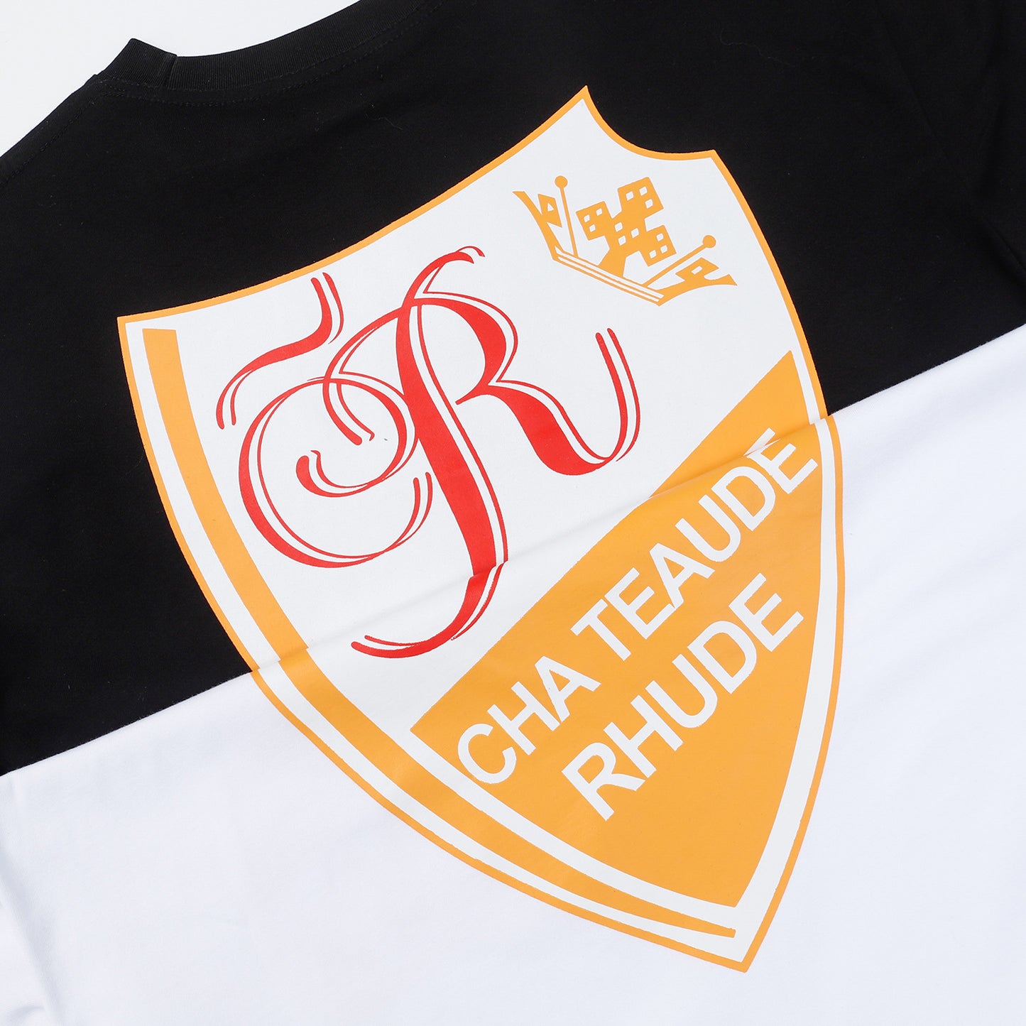 New-RHUDE Yellow badge print T-shirt