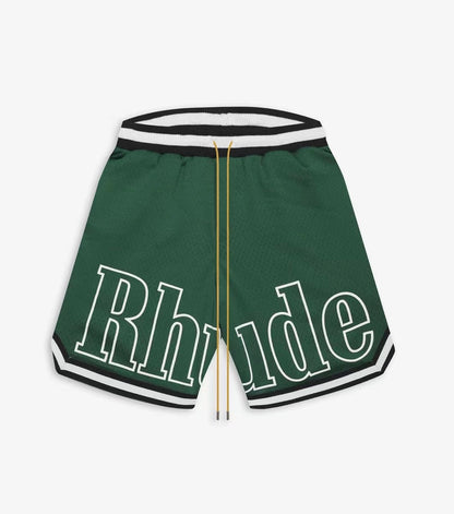 New-RHUDE Mesh printed webbing panel sports shorts