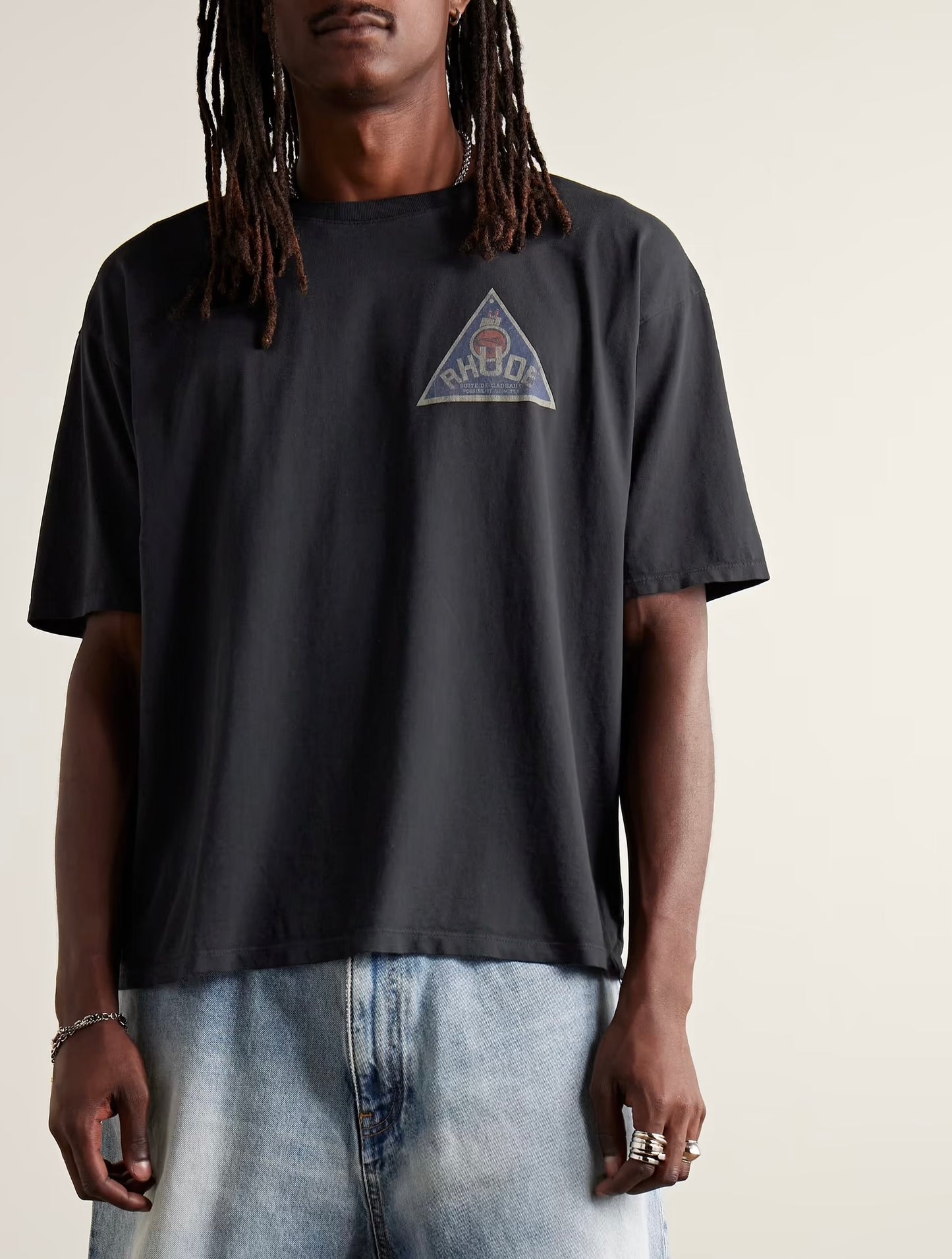 New-RHUDE Retro triangle logo T-shirt