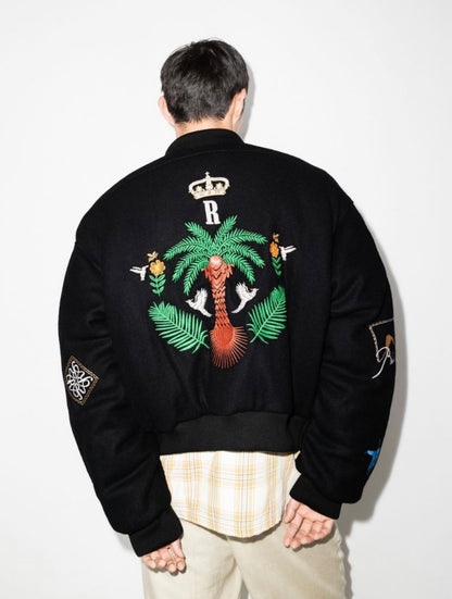 New-RHUDE Embroidered woolen baseball jacket