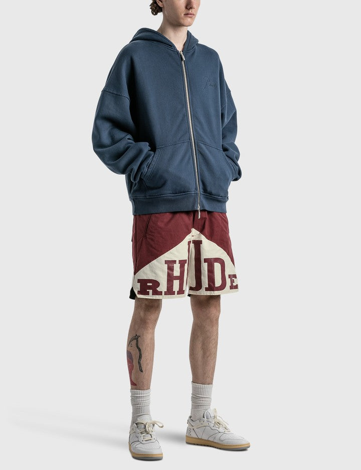 New-RHUDE Vintage zip-up fleece hoodie