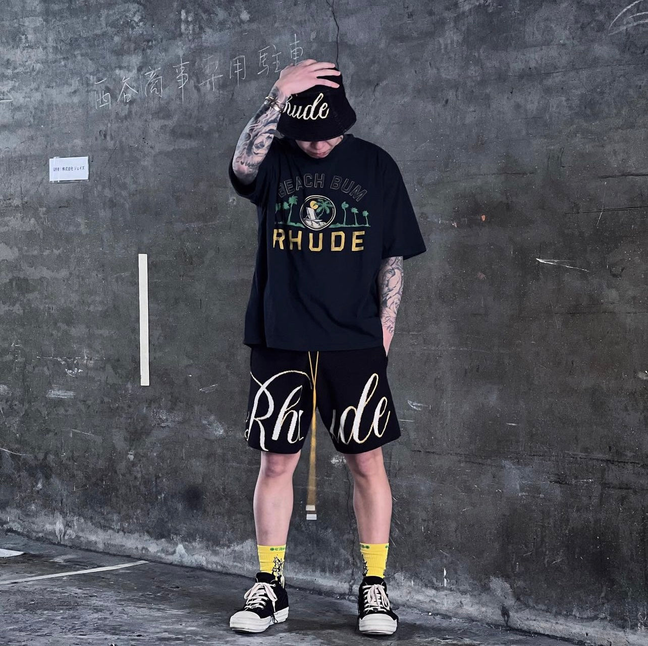 New-RHUDE jacquard drawstring shorts