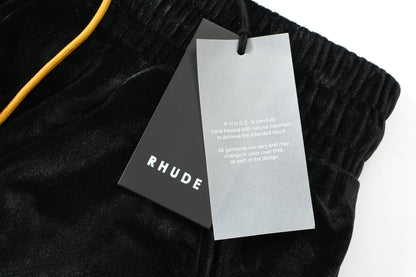 New-RHUDE Embroidered logo velvet vintage shorts