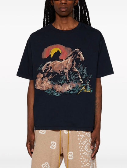 New-RHUDE Wild Horse Sunset Print T-shirt