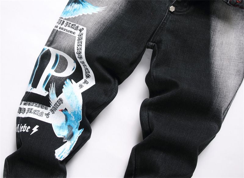 New-PHILIPP Lettering print jeans