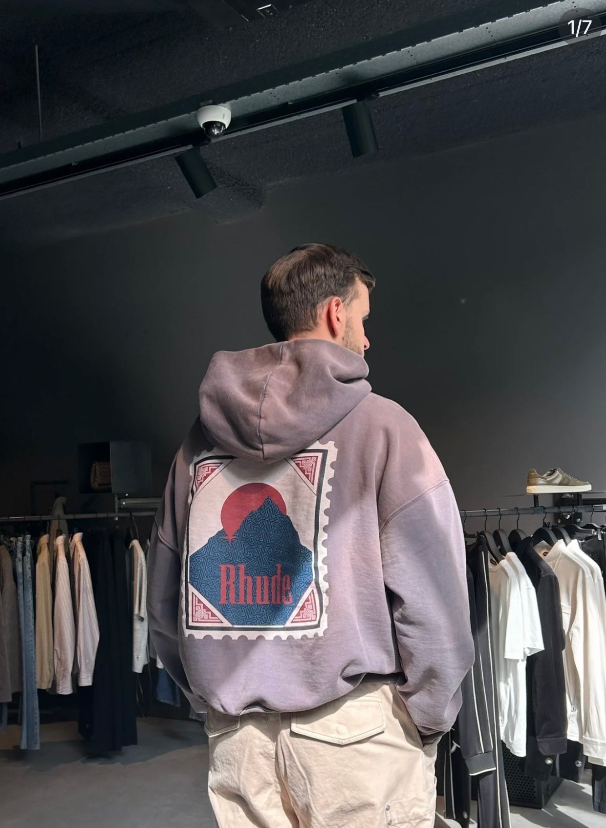 New-RHUDE Sunset print distressed hoodie