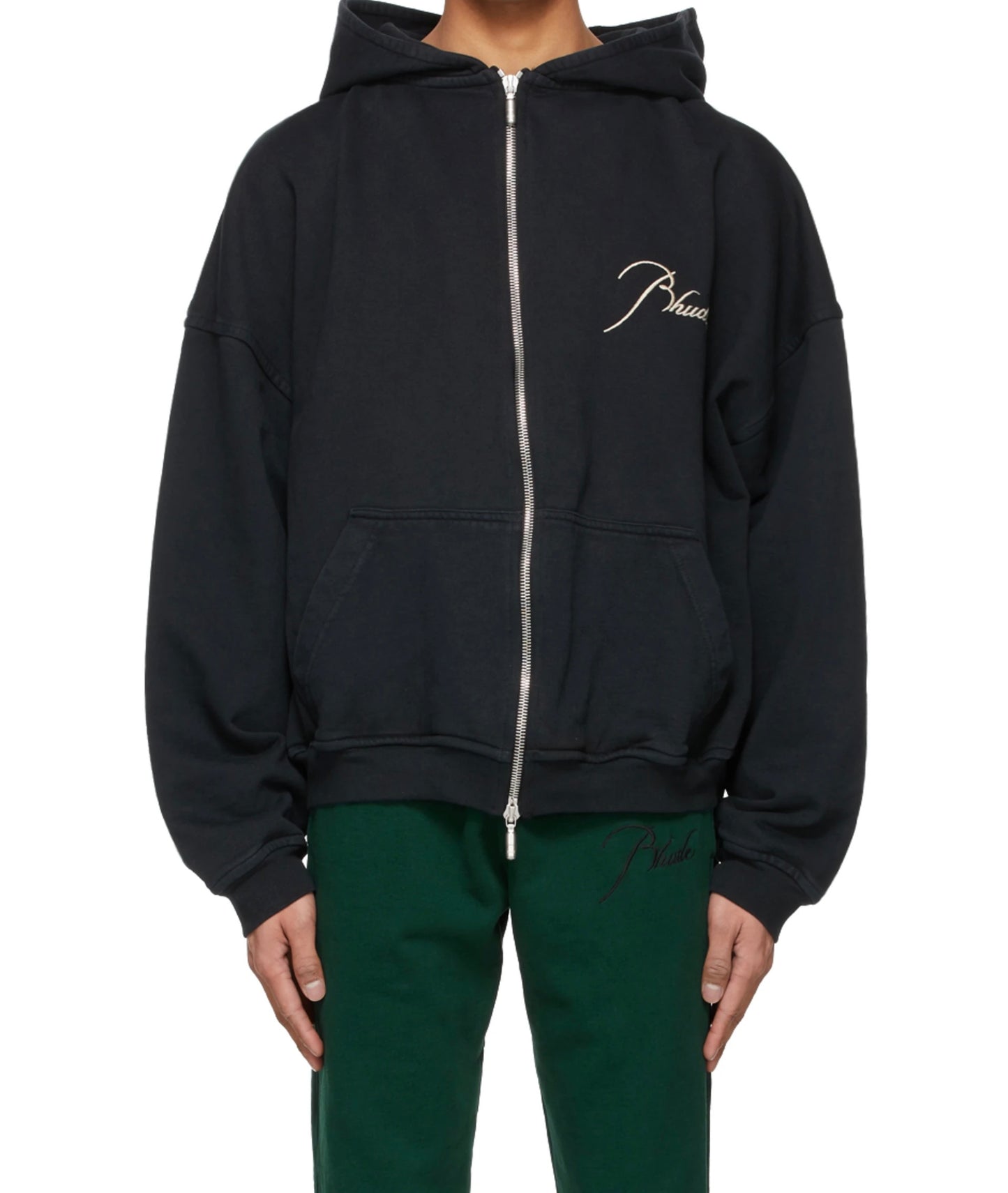 New-RHUDE Zipper embroidered hoodie