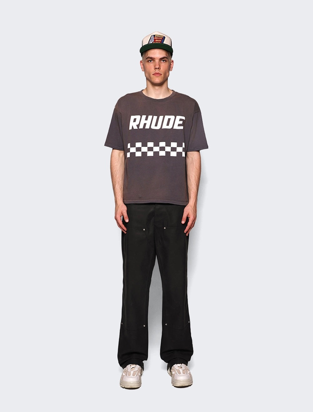 New-RHUDE Retro old slogan logo T-shirt