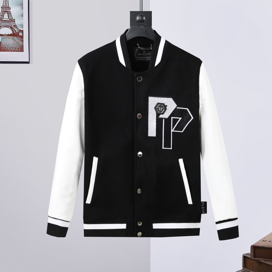 New-PHILIPP Leather Baseball Jacket